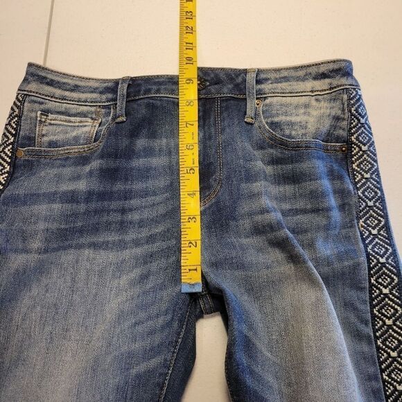 Driftwood Jackie High Rise Skinny Jeans with Embroidered Aztec Side Stripe sz 28 - Picture 10 of 13